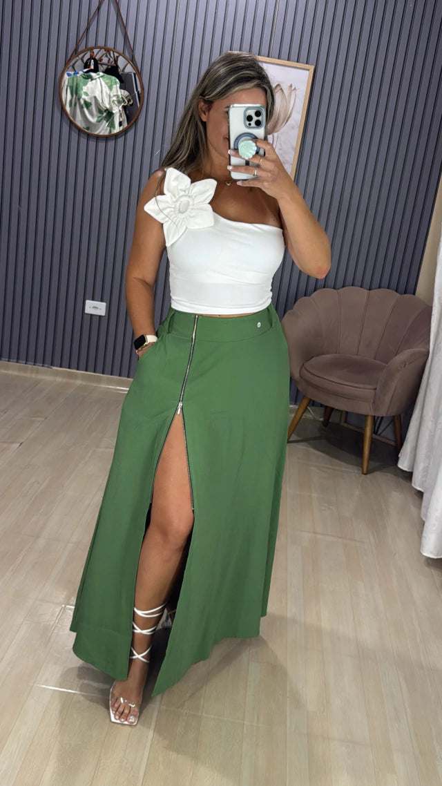 Saia Longa Zíper Bia