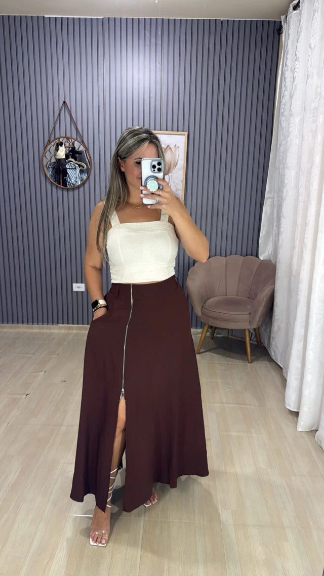 Saia Longa Zíper Bia