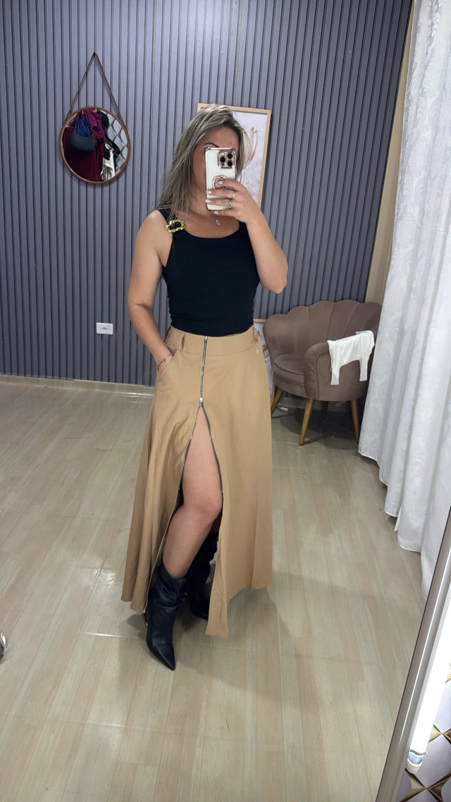 Saia Longa Zíper Bia