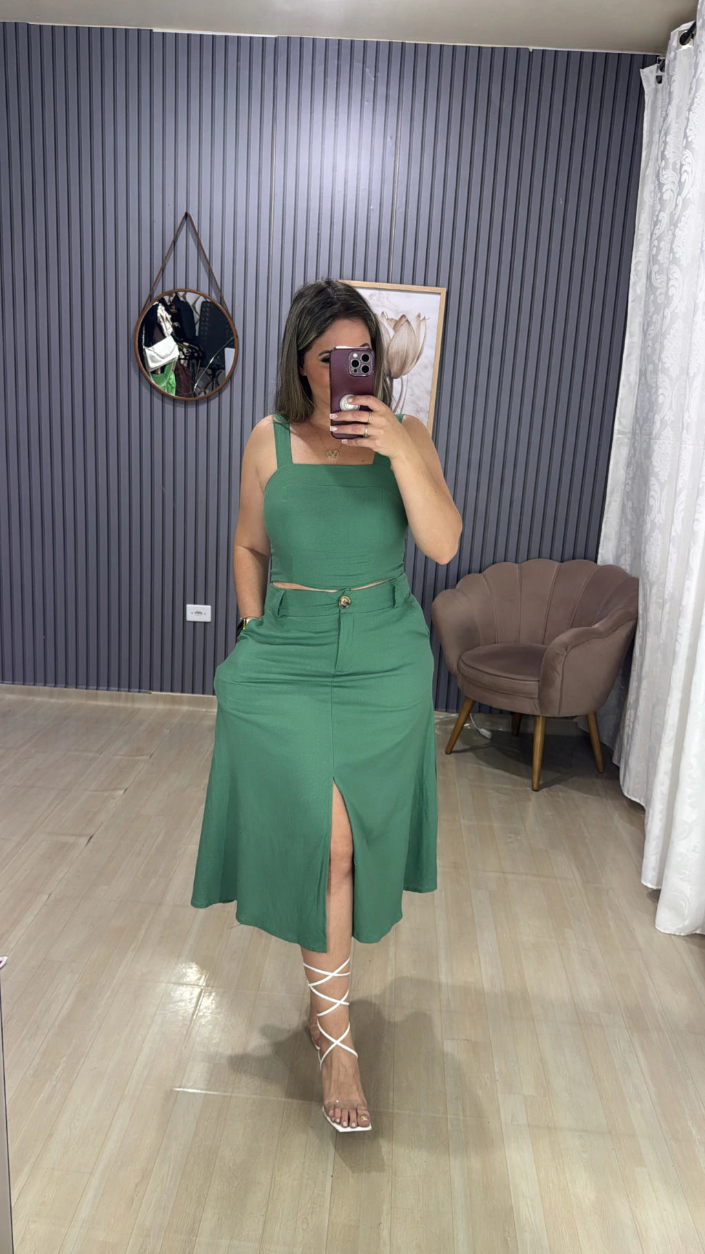 Conjunto Saia Midi Linho